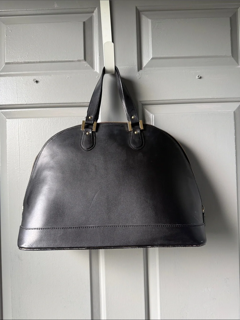 Alberta Di Canio Black Leather Dome Satchel
